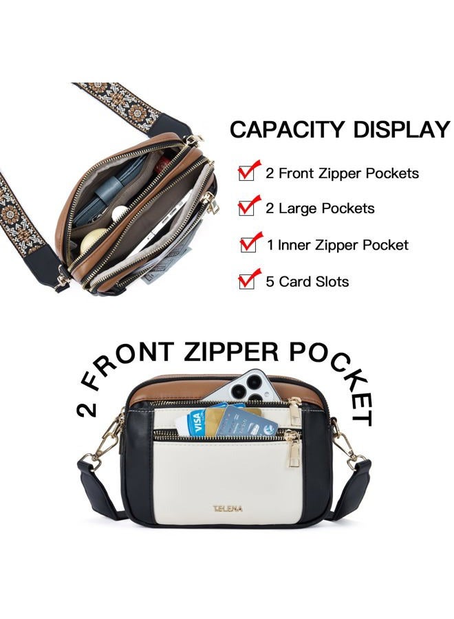 Telena Crossbody Purse for Women Small Crossbody Bags Trendy Vegan Leather Shoulder Handbags with Adjustable Strap Rough Black Brown - Image 5
