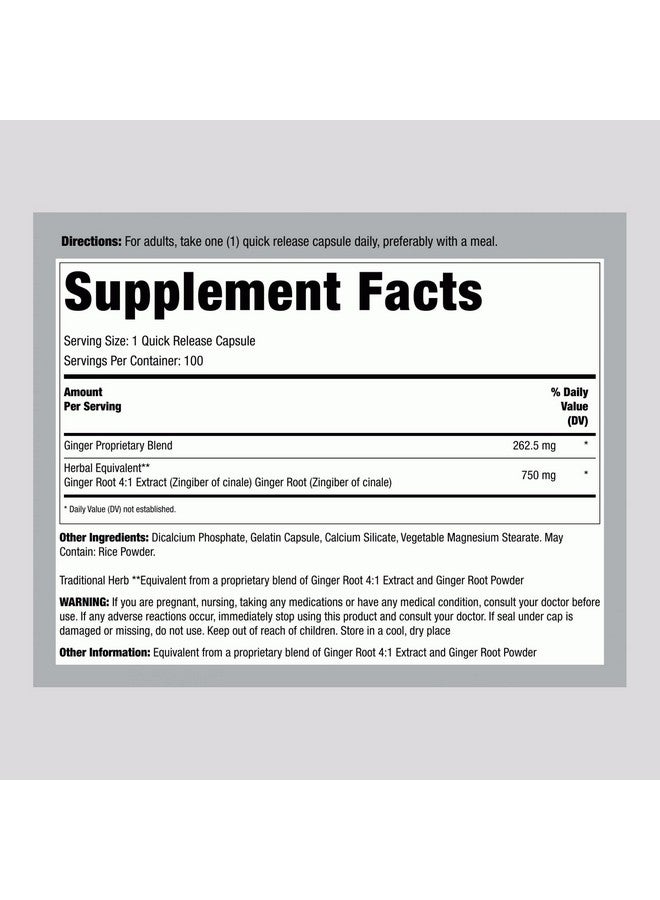 Lindberg Ginger Root Capsules | 750 mg | 100 Count | Non-GMO, Gluten Free Supplement - Image 2