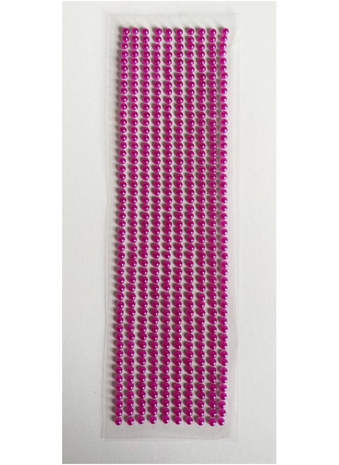 Syntego 500pcs 3mm Mini Flat Back Round Self Adhesive Beads (Fuchsia Pink) 