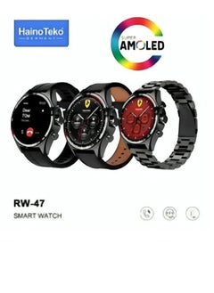 Haino Teko smart watch, round shape, large screen, with 3 pairs of straps and a wireless charger for men and boys, black color  - Image 3