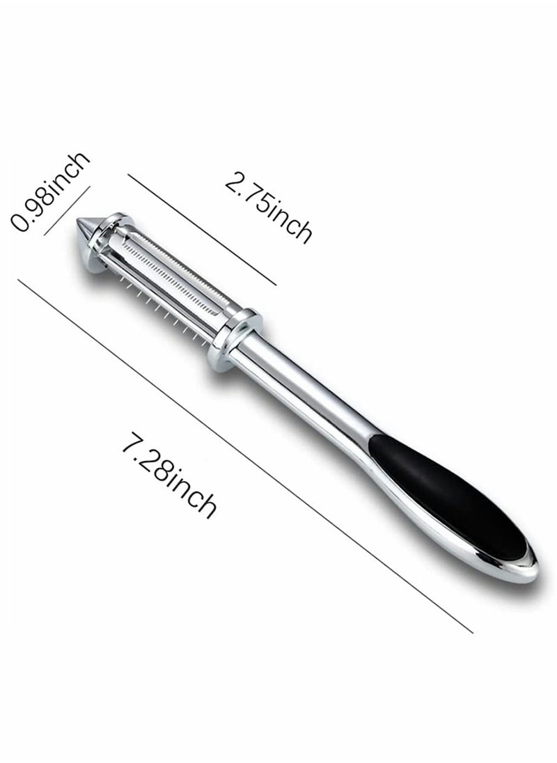 SYOSI - Vegetable Peeler, Stainless Steel Veggie Julienne, Built-In Potato Eye Remover, Veggie Fruit Peeler with Non-Slip Grip, 3 in 1 Kitchen Tool for Potato Veggie Carrot Fruit ( Silver ) - Image 1