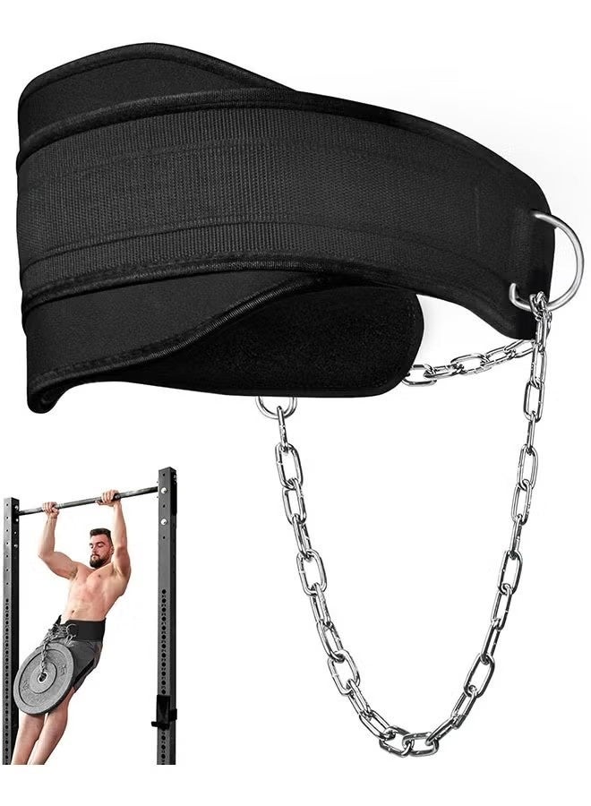 Ailily Premium Dip Belt for Weight Lifting - 440lb Capacity, 37" Adjustable Chain, Universal Fit for Pull-Ups, Dips, Squats & Push-Ups,GYM Workout,Crossfit, Weight Lifting, Training, Fitness - for Men & Women (Durable Stainless Steel & Comfort Nylon) - Image 1