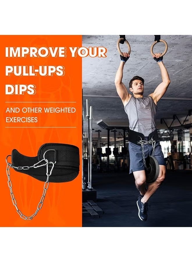 Ailily Premium Dip Belt for Weight Lifting - 440lb Capacity, 37" Adjustable Chain, Universal Fit for Pull-Ups, Dips, Squats & Push-Ups,GYM Workout,Crossfit, Weight Lifting, Training, Fitness - for Men & Women (Durable Stainless Steel & Comfort Nylon) - Image 4