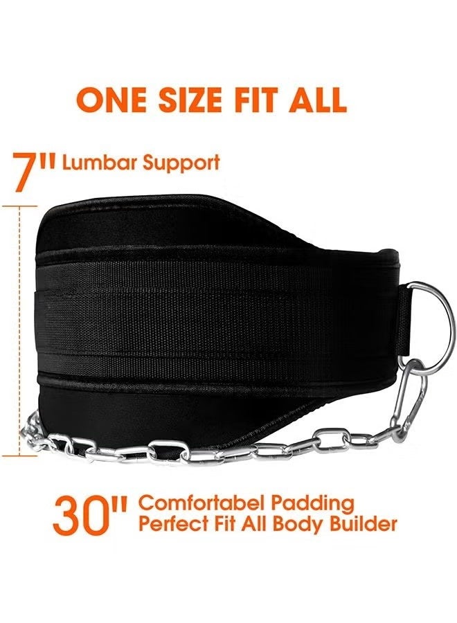 Ailily Premium Dip Belt for Weight Lifting - 440lb Capacity, 37" Adjustable Chain, Universal Fit for Pull-Ups, Dips, Squats & Push-Ups,GYM Workout,Crossfit, Weight Lifting, Training, Fitness - for Men & Women (Durable Stainless Steel & Comfort Nylon) - Image 2