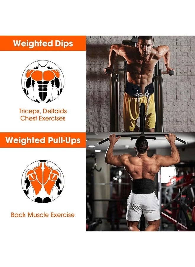 Ailily Premium Dip Belt for Weight Lifting - 440lb Capacity, 37" Adjustable Chain, Universal Fit for Pull-Ups, Dips, Squats & Push-Ups,GYM Workout,Crossfit, Weight Lifting, Training, Fitness - for Men & Women (Durable Stainless Steel & Comfort Nylon) - Image 3