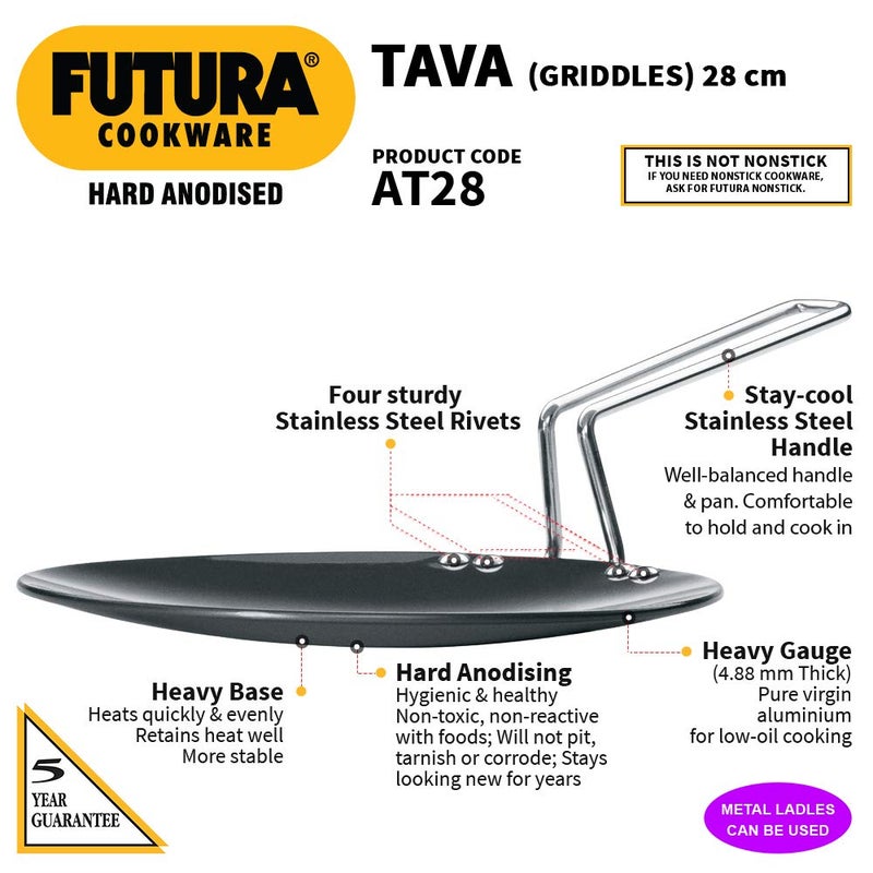 Hawkins Hawkins L66 Futura Hard Anodised CookNServe Bowl 6 litres Black L59 Futura Hard Anodised Tawa 28Cm Black  - Image 3