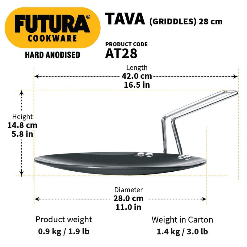Hawkins Hawkins L66 Futura Hard Anodised CookNServe Bowl 6 litres Black L59 Futura Hard Anodised Tawa 28Cm Black  - Image 4