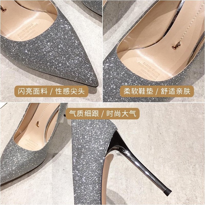 High Heels 2025 Spring Pointed Toe Black Professional French Girly Elegant Popular Stiletto Pumps Women'S Shoes - Image 5