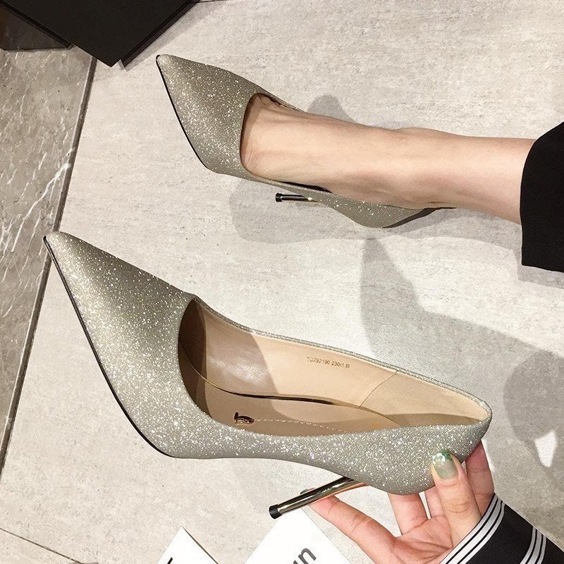 High Heels 2025 Spring Pointed Toe Black Professional French Girly Elegant Popular Stiletto Pumps Women'S Shoes - Image 1