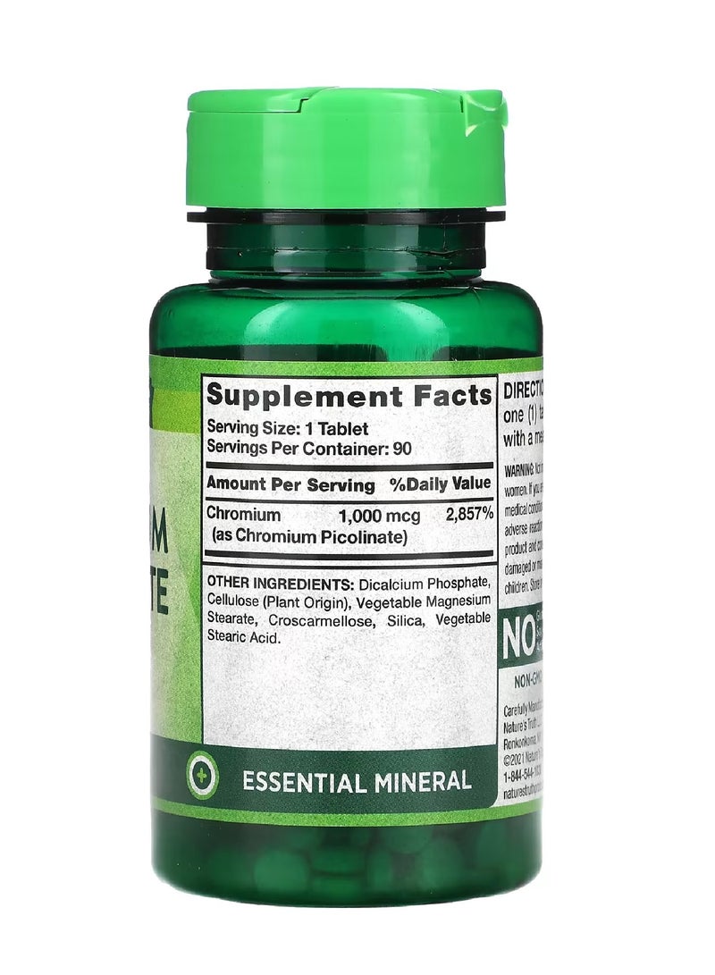 natures truth Ultra Chromium Picolinate 1000mcg 90 Tablets  - Image 2