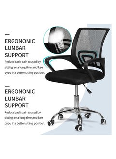 SKY-TOUCH Office Chair Comfort Ergonomic Height Adjustable Desk with Lumbar Support Backrest Mesh with Armrests for Computer Workstation Home Office-Black  - Image 3