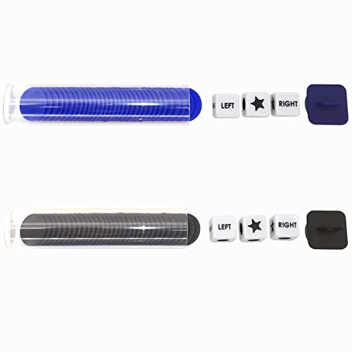 Ahoper Right Left Center Dice Game Prime Set Bundle with 3 Dices + 36 Chips. Round Tube Storage is Very Convenient for Travel. Easy to Store, Carry Around. (2 Pack) - Image 3