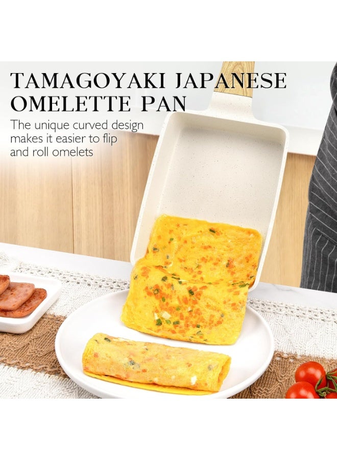 YelaJoy Japanese Omelette Pan, Tamagoyaki Egg Pan, Nonstick Egg Frying Pan, Rectangle Granite Cookware, PFOS & PFOA Free, White - Image 3