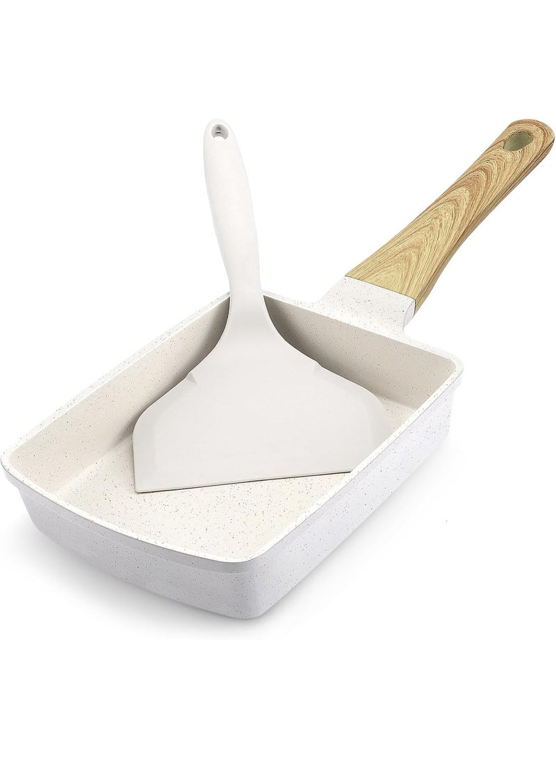 YelaJoy Japanese Omelette Pan, Tamagoyaki Egg Pan, Nonstick Egg Frying Pan, Rectangle Granite Cookware, PFOS & PFOA Free, White - Image 1