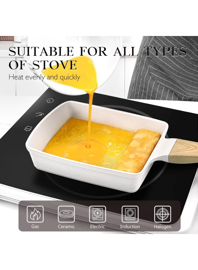 YelaJoy Japanese Omelette Pan, Tamagoyaki Egg Pan, Nonstick Egg Frying Pan, Rectangle Granite Cookware, PFOS & PFOA Free, White - Image 4