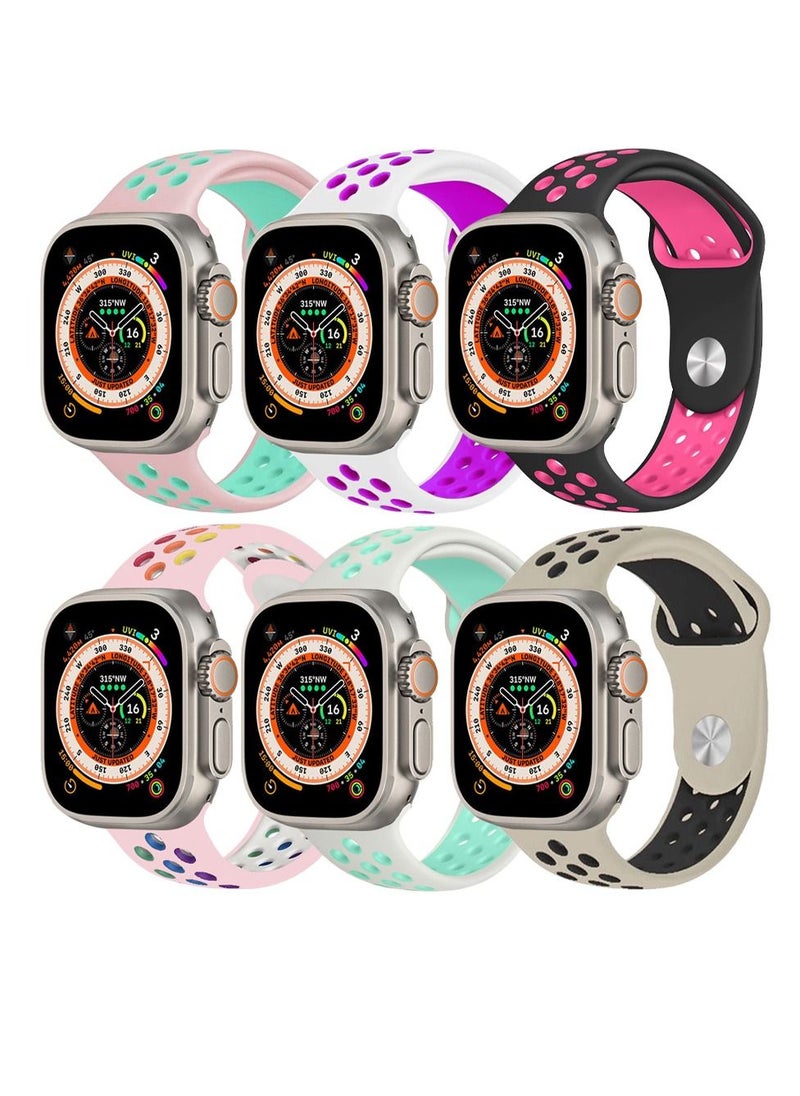 CATANES - 6 Pack For Apple Watch 49mm 45mm 44mm 42mm Silicone Sport Band Nike Strap Compatible With iWatch Series Ultra/8/7/SE/6/5/4/3/2/1 - Image 1