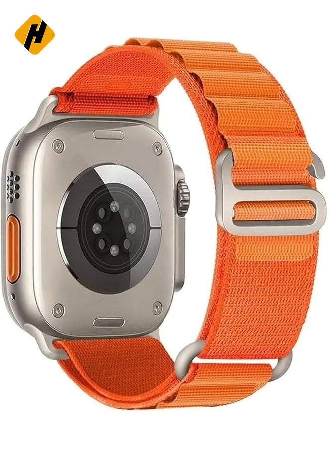 HuHa Alpine Loop Nylon Band for Apple Watch - Adjustable Braided Sport Strap with Metal G-Hook for 42mm, 44mm, 45mm, and 49mm Models, Orange  - Image 1