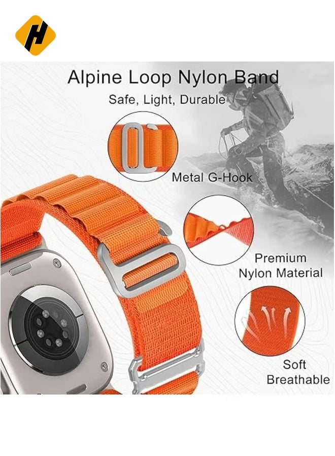 HuHa Alpine Loop Nylon Band for Apple Watch - Adjustable Braided Sport Strap with Metal G-Hook for 42mm, 44mm, 45mm, and 49mm Models, Orange  - Image 4