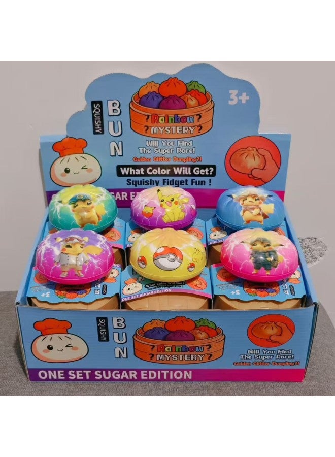 Dampling Cartoon Stress-Relief Steamed Bun Toy, Imitation Colorful Squishy Slow-Rebound Bun Stress Relief Toy Small dumpling - Image 4