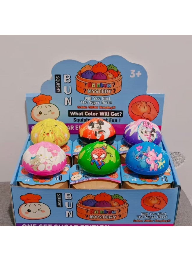 Dampling Cartoon Stress-Relief Steamed Bun Toy, Imitation Colorful Squishy Slow-Rebound Bun Stress Relief Toy Small dumpling - Image 3