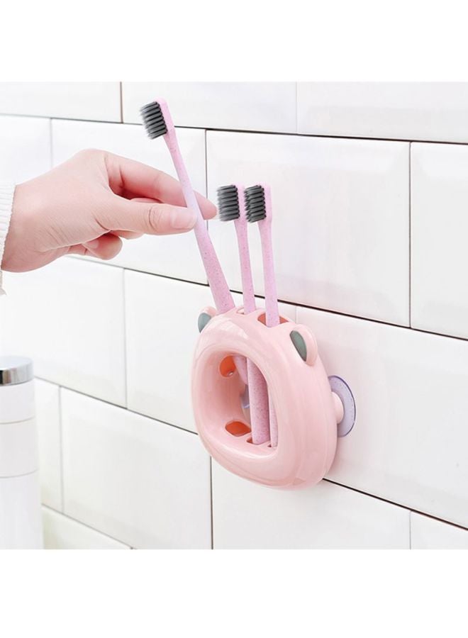 اليشمك حامل فرشاة أسنان للأزواج على شكل حلوى الدونات يثبت على الحائط بالشفط وردي/رمادي 12.8x10.7x3.2سم - Image 2