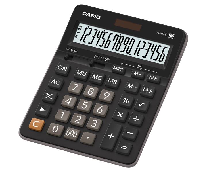 Casio GX-16B 16-Digit Desktop Calculator with Large Display, Dual Power, Tax Calculation & Professional Business Functions black