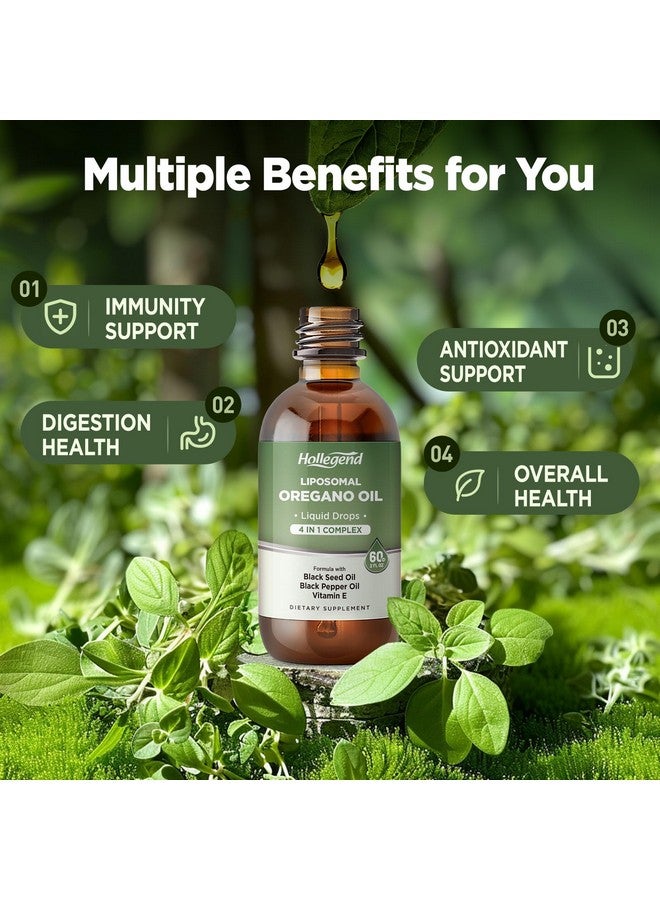 HOLLEGEND Liposomal Oregano Oil Liquid Drops, Organic Oil of Oregano Carvacrol for Kids & Adults, with Black Seed & Black Pepper Oil,Immune and Digestive System Support, Alcohol-Free, 60ML/2 Fl Oz - Image 3