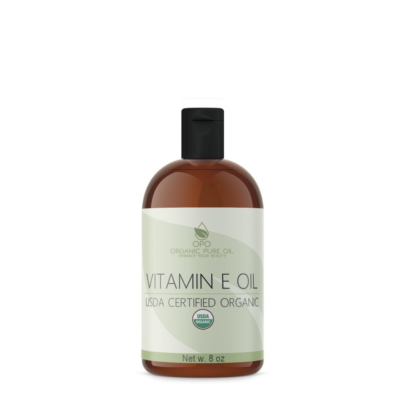 OPO Vitamin E Oil - Organic, USDA Certified Organic, Natural Vegan Cruelty-Free, Extra Strength for Face Skin Hair Body Eyelashes Locs Nails-Antioxidant Moisturizer DIY Cream Lotion (8 oz) - Image 1