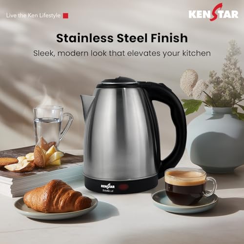 Kenstar ESTELLA COMBO Electric Kettle 1.8L & Stainless Steel Bottle | Concealed Heater | Auto Cut-Off & LED Indicator | 1350 W | SS Finish - Image 5