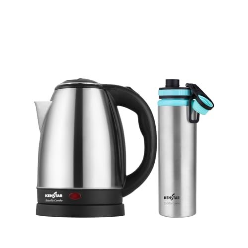 Kenstar ESTELLA COMBO Electric Kettle 1.8L & Stainless Steel Bottle | Concealed Heater | Auto Cut-Off & LED Indicator | 1350 W | SS Finish - Image 1