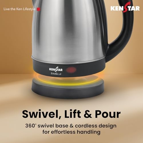 Kenstar ESTELLA COMBO Electric Kettle 1.8L & Stainless Steel Bottle | Concealed Heater | Auto Cut-Off & LED Indicator | 1350 W | SS Finish - Image 3