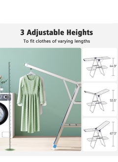 Generic 3 Tier Clothes Drying Rack, Folding Stainless Steel Laundry Drying Rack For Drying Clothing Indoor Outdoor, with Height-Adjustable Wings, 33 Drying Rails  - Image 4