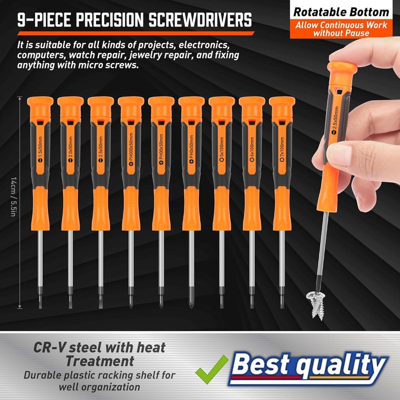Amartisan 86-Piece Magnetic Screwdrivers Set with Case, Includs Slotted, Phillips, Hex, Pozidriv,Torx and Precision Screwdriver Set, Magnetizer Demagnetizer Tools, Tools for Men - Image 5