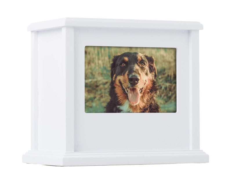 Pearhead Dog or Cat Personalized Memory Box Keepsake Pet Urn Wooden Memorial Dog Urns For Ashes White