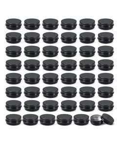 Patelai Patelai 64 Pieces Lip Balm Tin Containers Screw Top Round Tin Cans Aluminum Tin Jar with Screw Lid, Empty Bottle Travel Cosmetic Sample Tin Cans Container for DIY(Matte Black, 0.5 oz)  - Image 1