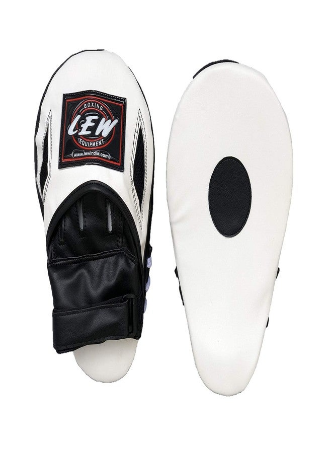 LEW White/Black Pre Curved Boxing/Kick Boxing MMA Muay Thai Pleather Focus Pad - Image 2