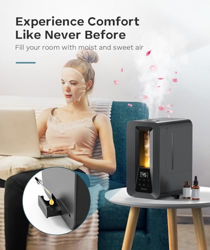 BREEZOME 6L Humidifiers for Bedroom, Cool Mist Top Fill Humidifier with Aroma Diffuser, Humidistat, Night Light, 50H Runtime, Quiet Ultrasonic Humidifiers for Home Large Room, Baby Nursery, Plants - Image 4