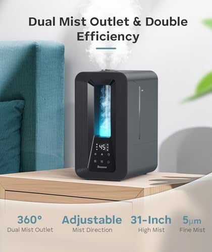 BREEZOME 6L Humidifiers for Bedroom, Cool Mist Top Fill Humidifier with Aroma Diffuser, Humidistat, Night Light, 50H Runtime, Quiet Ultrasonic Humidifiers for Home Large Room, Baby Nursery, Plants - Image 2