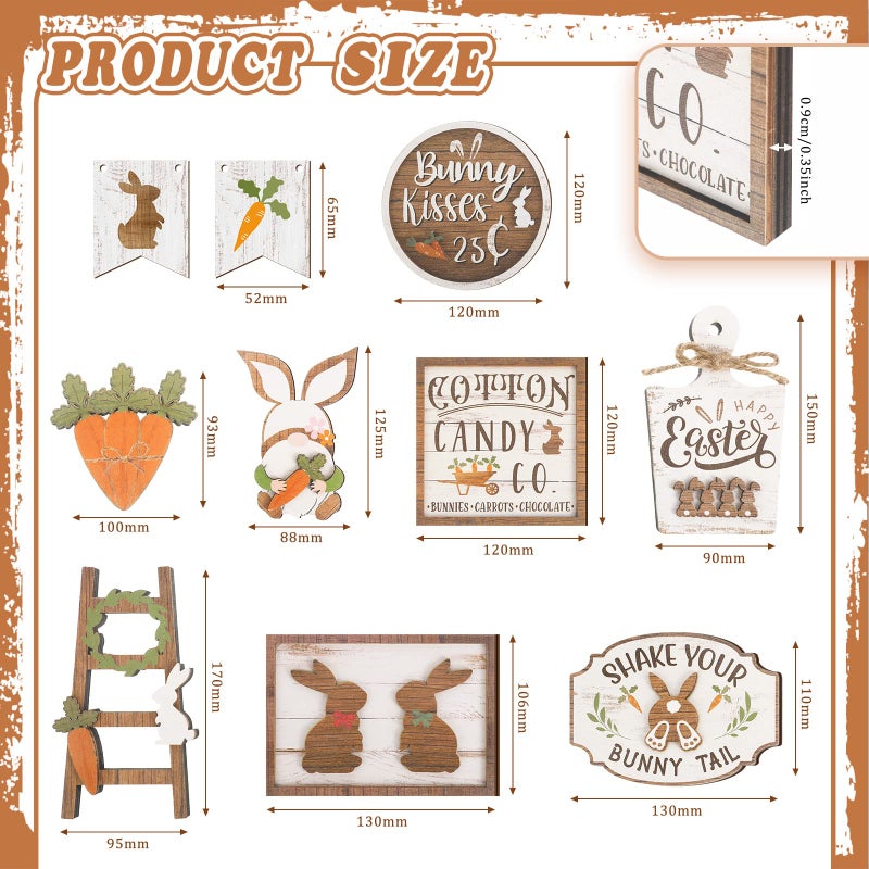 Amyhill 14 Pcs Easter Tiered Tray Decor Set Farmhouse Bunny Carrot Wooden Signs Rustic Spring Tiered Tray Decor Easter Table Decorations for Home Kitchen Coffee Bar Shelf - Image 2