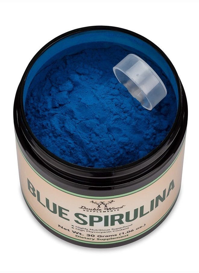 Double Wood Supplements - Blue Spirulina Powder - Maximum 35% Phycocyanin Content, Superfood Powder from Blue-Green Algae, Mixes into Smoothies and Protein Drinks, Natural Food Coloring (One Month Supply) by Double Wood - Image 1