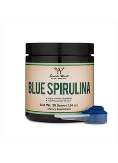Blue Spirulina Powder - Maximum 35% Phycocyanin Content, Superfood Powder from Blue-Green Algae, Mixes into Smoothies and Protein Drinks, Natural Food Coloring (One Month Supply) by Double Wood