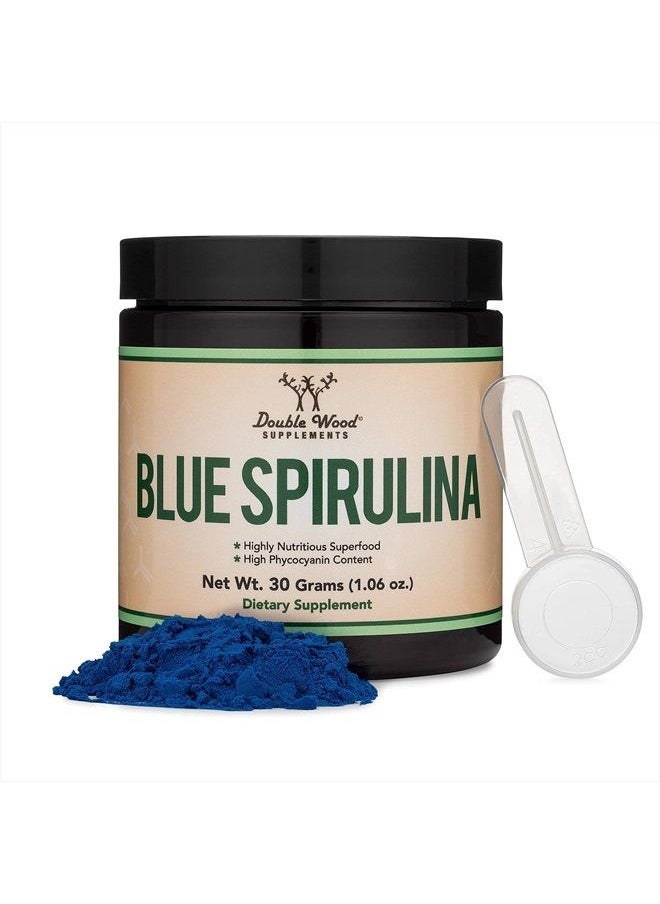 Double Wood Supplements - Blue Spirulina Powder - Maximum 35% Phycocyanin Content, Superfood Powder from Blue-Green Algae, Mixes into Smoothies and Protein Drinks, Natural Food Coloring (One Month Supply) by Double Wood - Image 1