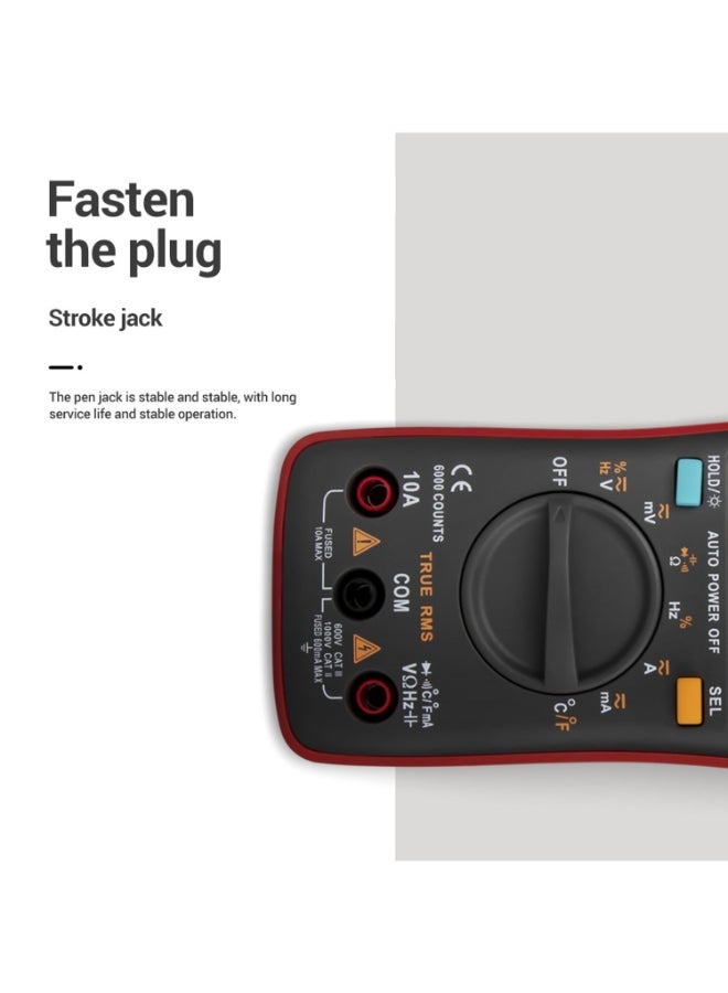 NIBEMINENT Automatic Range True RMS Digital Multimeter Clamp Meter Red/Black - Image 5