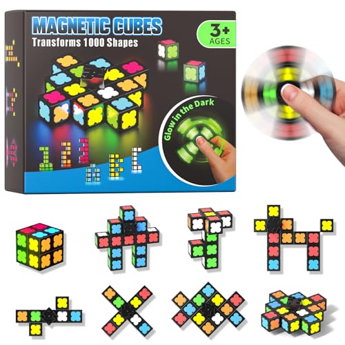 Axirata سبينر مغناطيسي صغير 13 كتلة مكعب مغناطيسي متحول سبينر لانهائي مكعب 2x2x2 4 في 1 لعبة STEM بلاط مغناطيسي لتخفيف التوتر هدية حسية للأطفال الأولاد البنات البالغين - Image 1