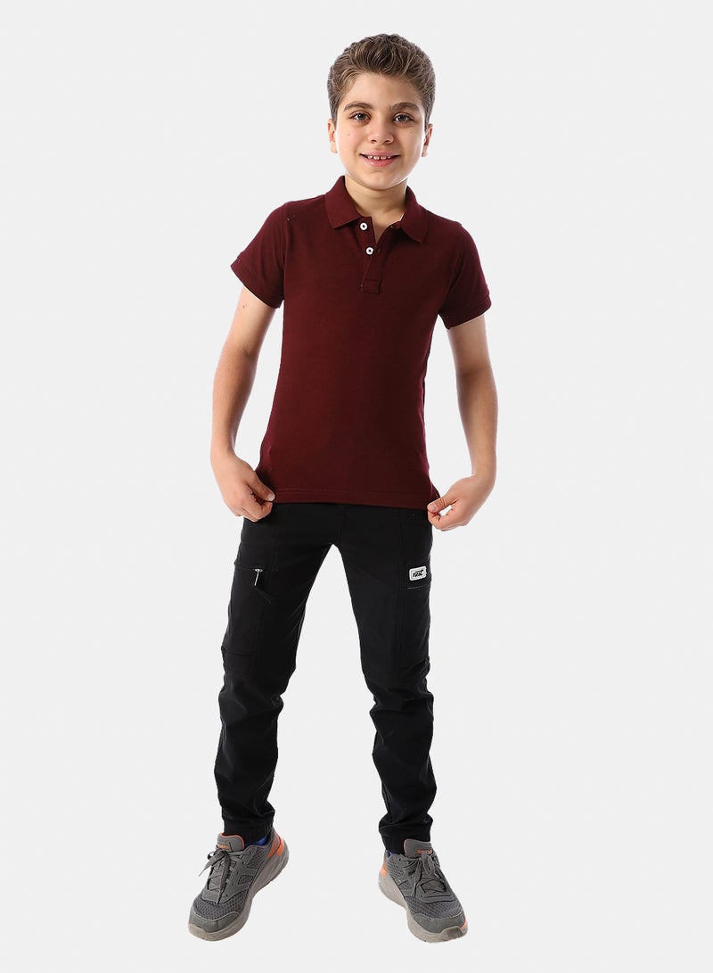 Andora Short Sleeves Pique Boys' Polo Shirt - Dark Red - Image 5
