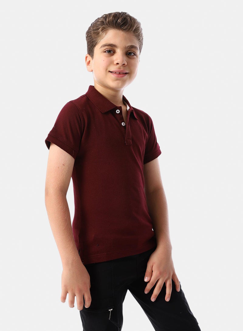 Andora Short Sleeves Pique Boys' Polo Shirt - Dark Red - Image 2