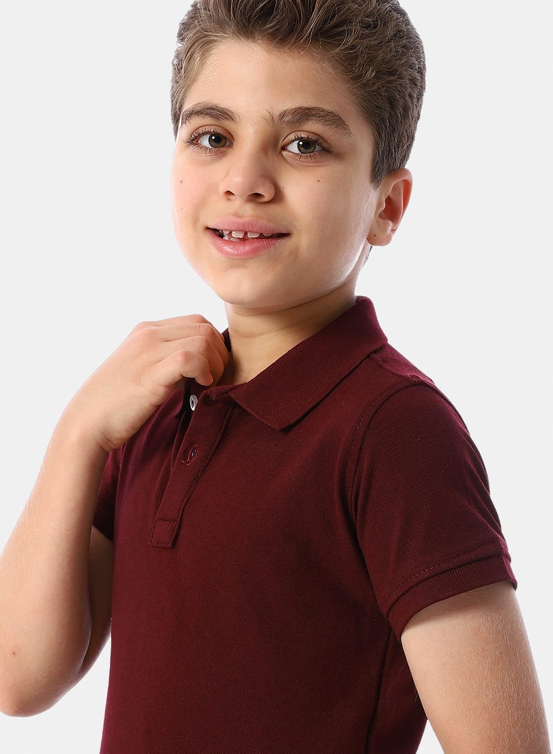 Andora Short Sleeves Pique Boys' Polo Shirt - Dark Red - Image 4