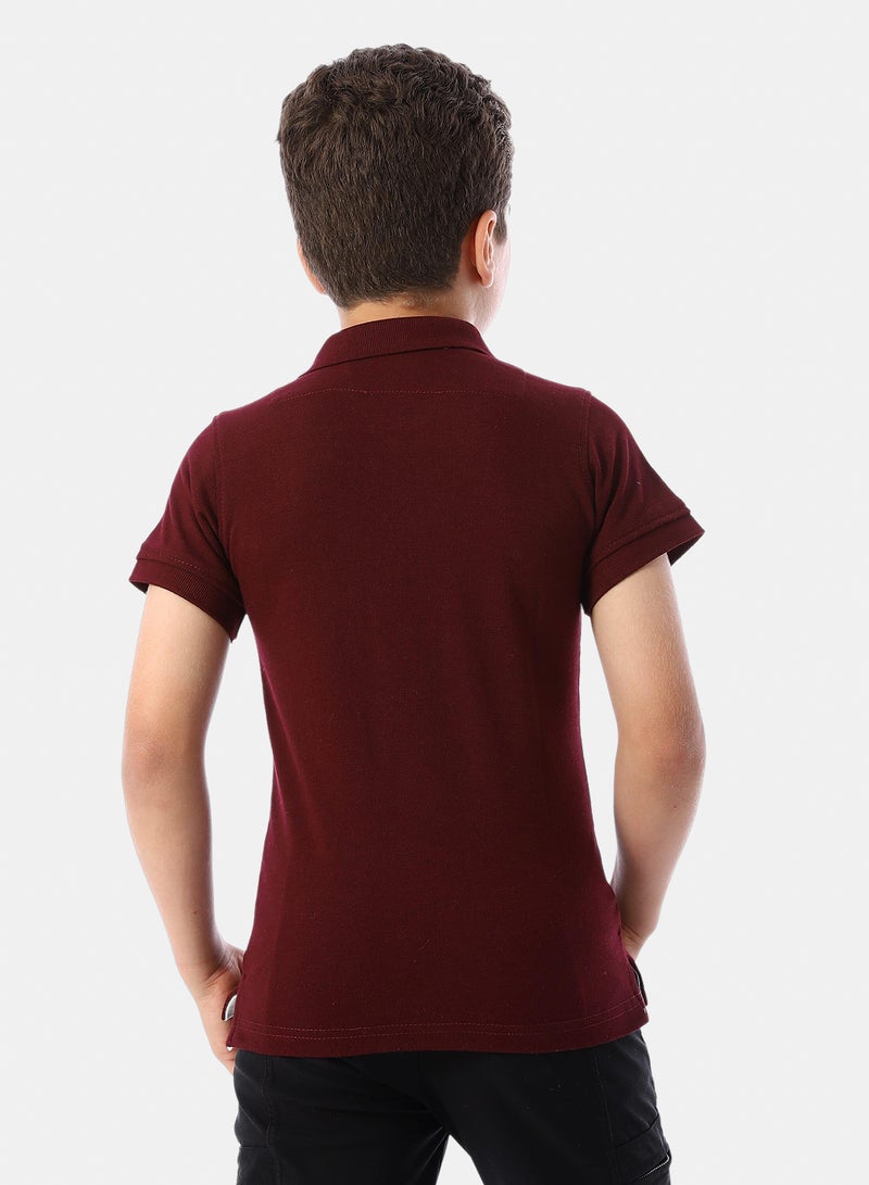 Andora Short Sleeves Pique Boys' Polo Shirt - Dark Red - Image 3