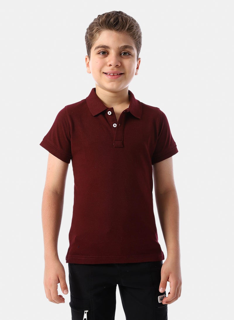 Andora Short Sleeves Pique Boys' Polo Shirt - Dark Red - Image 1
