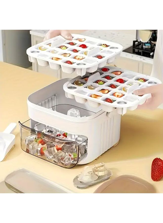 Double Layer Portable Ice Press Tray Makes 50 Ivory White Ice Cubes - Image 1